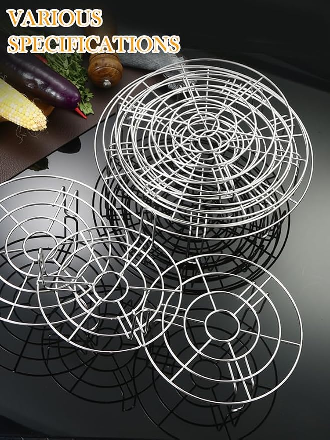 Wire Baking Rack for Airfryer/Oven/Sheet Pan with Legs Dia 8.7" Round Cooling Cooking Rack 304 Stainless Steel Barbecue Rack/Carbon Baking Net/Grill/Pan Grate(Height 1.8",8.7"/22cm)