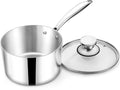 TeamFar 2qt Saucepan with Lid, Stainless Steel Tri-Ply Sauce Milk Pan | Small Cooking Pot with Ergonomic Handle, for Induction/ Gas/ Electric/ Ceramic, Healthy & Dishwasher Safe