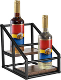 YQBRAO 2-Tier Coffee Syrup Organizer, 4-Bottle Rack, Rustic Brown | Holds 4 bottles in a narrow two-tier footprint for small counters, coffee corners, apartments, and bar carts.