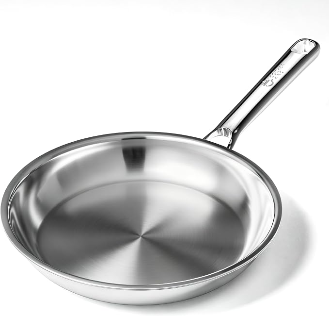 COOKER KING 12 Inch Stainless Steel Frying Pan, Large Skillet,Induction Pan | Rivetless & Non-Toxic, Fast & Even Heating, Oven & Dishwasher Safe, Metal Utensil Safe, Perfect for Cooking for Family