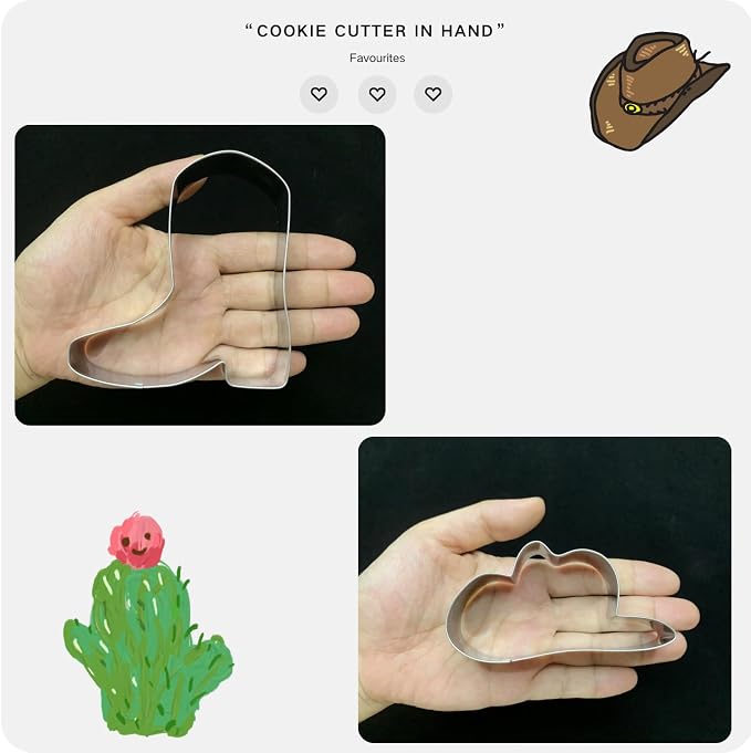 LUBTOSMN 2 Pcs Cowboy Cowgirl Cookie Cutter Set, 3.5" Dishwasher-Safe | Rounded-edge stainless steel cutters for cookies, fondant, sandwiches, cowboy and cowgirl parties, baby showers