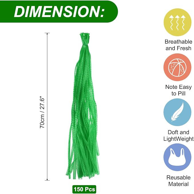 uxcell 150pcs Egg Hatching Bags, 28 Inch Mesh Nylon Netting Reusable Produce Mesh Bags Strong Stretchable Plastic Seafood Boil Bags for Fruits Vegetables Storage, Green