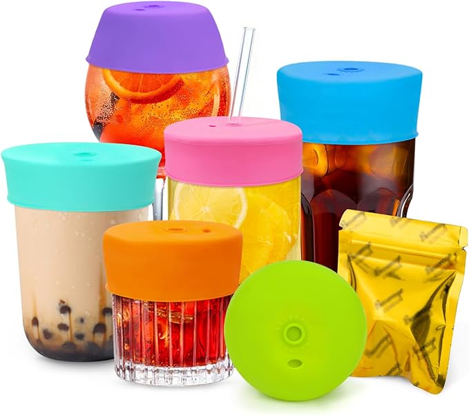 Drink Protection Cover | 100% Silicone and Reusable, Perfect for Parties, Bars or Clubs, Fits All Cup Sizes | Stop Worrying About Beverage Safety (6 Colors) | No Spills, Food Grade Silicone, Stretch to Fit Most Hard Cups, Stop Worrying About Beverage S...