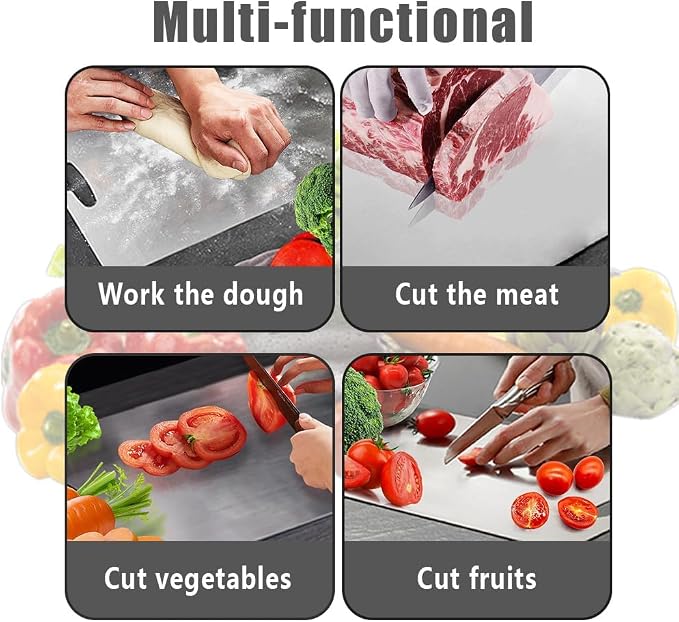 Titanium Cutting Board, 17.6X12 IN Pure Titanium Cutting Boards for Kitchen, Cutting Boards Non Toxic, Double-Sided Food-Grade, Easy to Clean, Dishwasher Safe, for Meats, Fruits and Vegetables