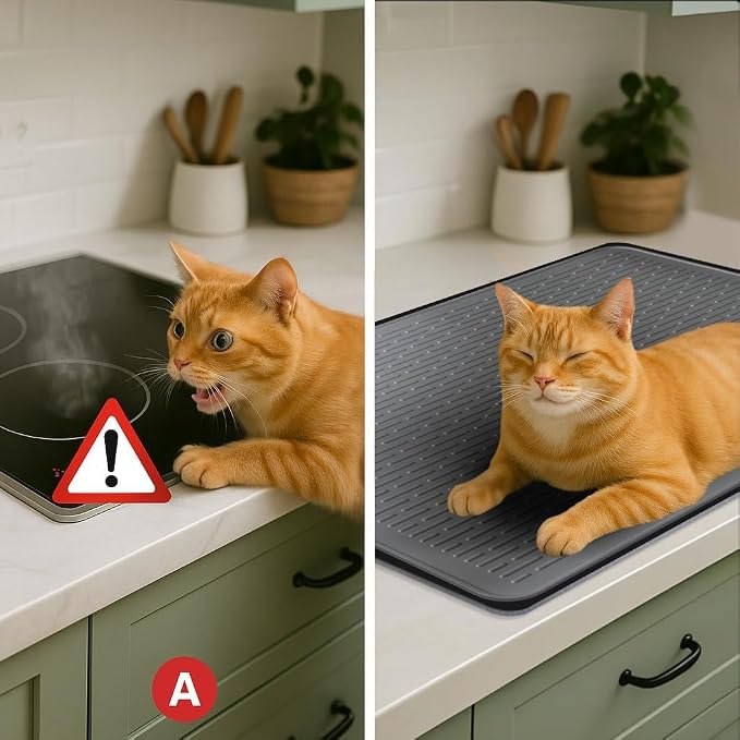 Stove Top Cover for Electric Stove - Food Grade Ceramic Stove top Cover, Silicone XXL Dish Drying Mat, Glass Cooktop Covers, Flat RV Range top Mats (Gray Thickened,28x20)