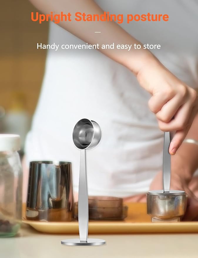 Two-in-One Stainless Steel Coffee Scoop Tamping Spoon | Dual-Purpose, Powder Hammer Tamper, Multi Function, For Measuring and Tamping