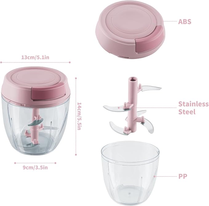 Manual Food Chopper Vegetable Cutter Onions Cutter Garlic Dicer Grinder Veggie Chopper with Container 900ML