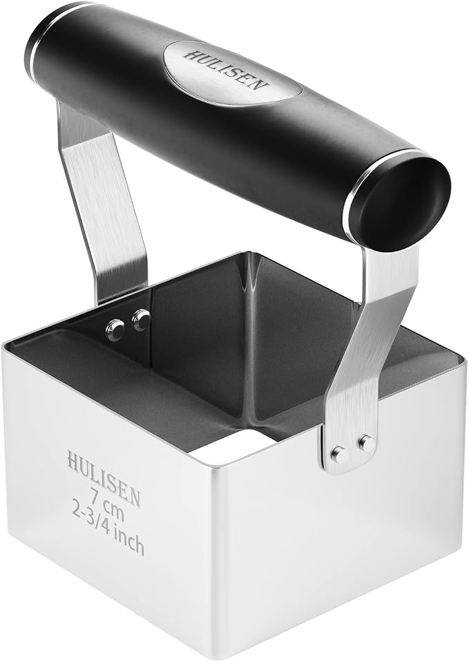 HULISEN 2.75 inch Square Biscuit Cutter, Cookie Cutter with Handle | Stainless Steel, Ergonomic Rubber Grip, Home Baking Tools, Dishwasher Safe, Gift-Ready Packaging