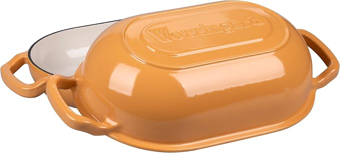 VORRINGARD Enameled Cast Iron Sourdough Bread Oven, Dutch Oven, Loaf Cast Iron Bread Pan for Homemade Bread Baking, Meatloaf Pan with Lid, 5QT, Yellow