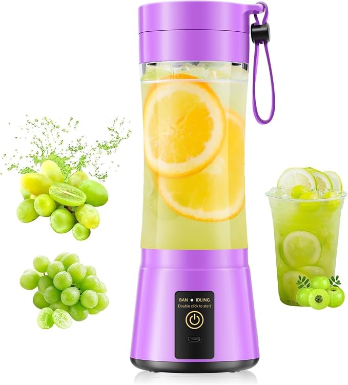 Small Portable Smoothie Blender - 12oz Personal Size Mini Blender | Portable Blender Juice Cup, Lightweight & Leak-Proof, Quick Blend, Easy Clean, Freshly Squeezed in Picnic/Sports/Office