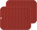 Silicone Trivets for Hot Dishes, Pots and Pans, Hot Pads for Kitchen Counter, Silicone Pot Holders Mats, Heat Resistant Mat for Quartz Countertops, Multi Use Trivet Mat Set 2 Merlot Red