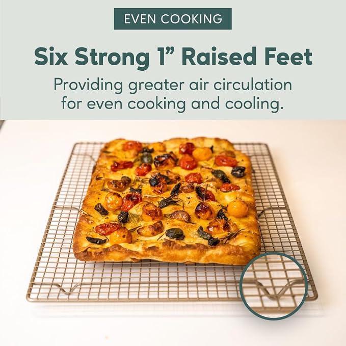 Cooling and Baking Rack Set - Cooling Racks -11.5'' x16.5'' | 100% Stainless Steel, Oven-Safe, Dishwasher-Safe, Heavy Duty Tight-Wire, Set of 2, Half Sheet Pan Cooling Racks, Easy Clean
