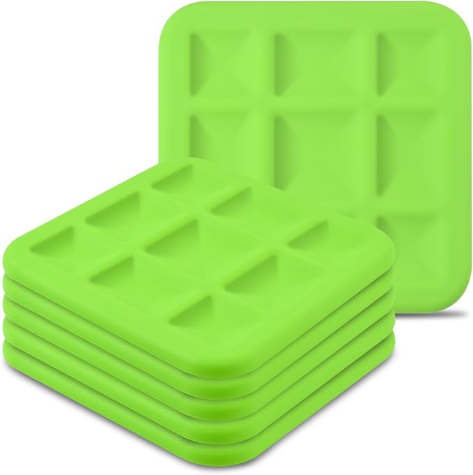 Silicone Trivets for Hot Pots and Pans, Pot Holders Hot Pads 6 Pack Silicone Mats for Kitchen Counter, Soft Durable Drying Mat, Jar Opener and Coasters (Green)