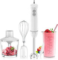 Bonsenkitchen Hand Blender,4-In-1 Emulsion Handheld with 2 Mixing Speeds | Egg Whisk, 24oz Beaker & Chopper Bowl, Immersion Blender for Baby Food,Smoothies, Soups & Sauces