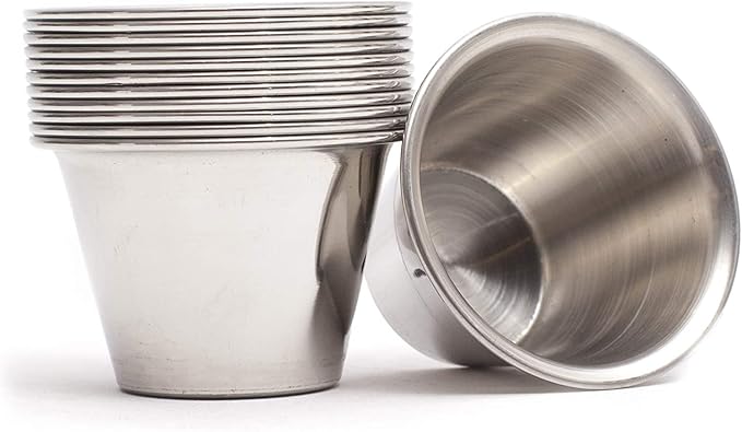 Ramekins Stainless Steel Condiment Sauce Cups, Metal Ramekins, Commercial Grade, Multifunctional, Ideal for All Hot and Cold Sauces, Individual Portion Cups (24, 3 oz)