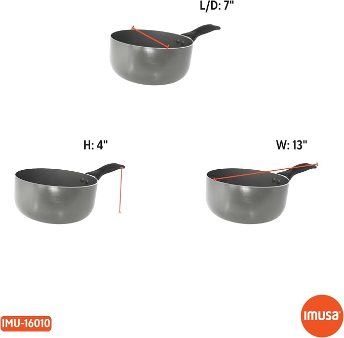 IMUSA 2 Qt Chef Cera Aluminum Ceramic Saucepan for Sauces, Gray | Small Pot for Soups,, Versatile for Sauces and Stews