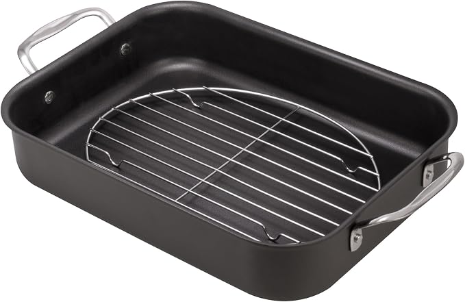HIC Kitchen Roasting Oval Baking Rack, Chrome-Plated Steel Wire, For Even Cooking And Juicy Results, 11.75 x 8.5 x 0.375-Inches