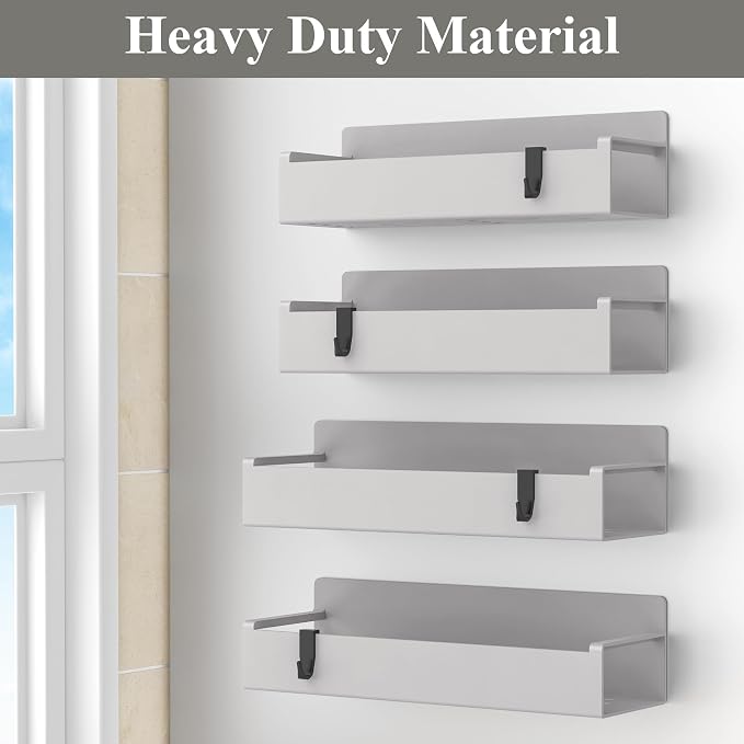 4 Pack Magnetic Spice Rack Organizer for Refrigerator and Oven, Light Grey Fridge Organizers and Storage for Kitchen