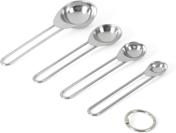 Martha Stewart Richburn 4-Piece Stainless Steel Measuring Spoons Set – Durable and Accurate Kitchen Measuring Tools for Baking and Cooking
