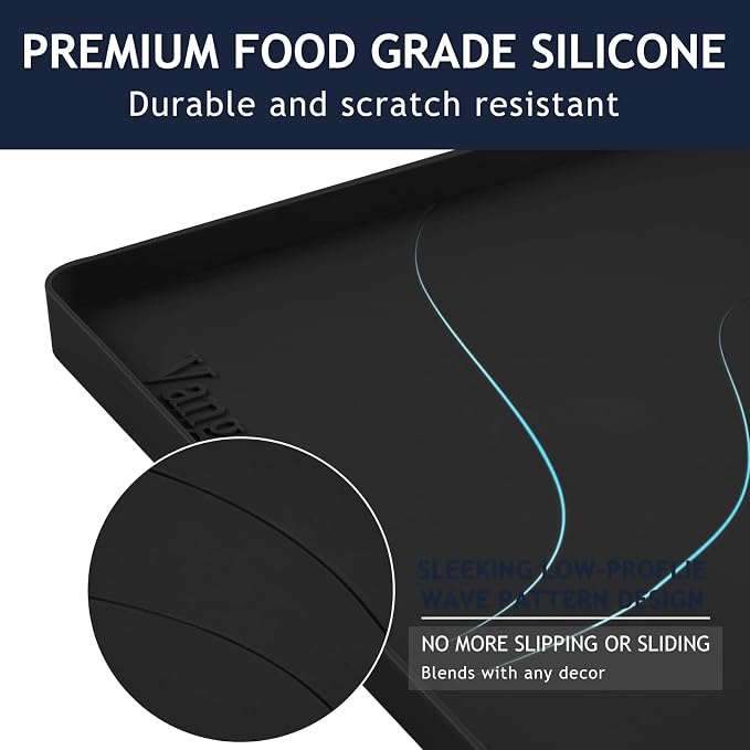 Heavy Duty Silicone Under Sink Mats for Kitchen Waterproof 40" x 22", Extra Thick Under Sink Rubber Mat Drip Tray, Raised Edge Under Sink Liner,Prevent Drips, Leaks, Spills,Black