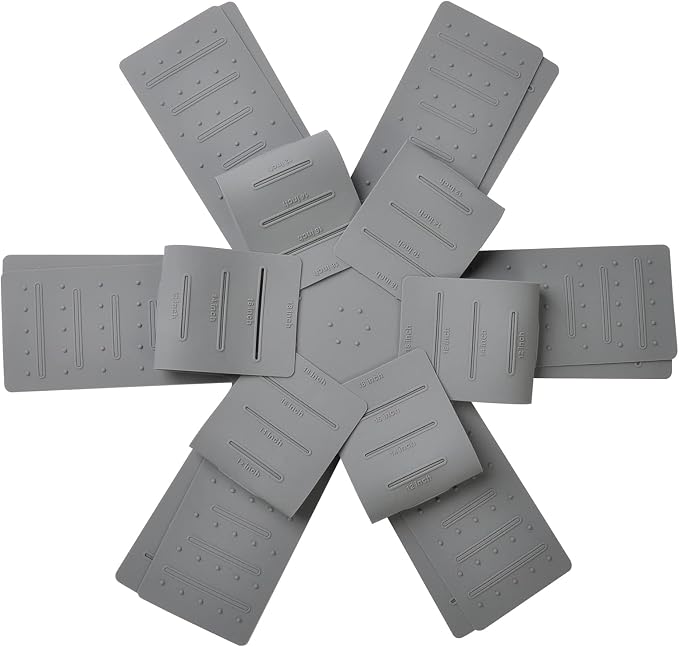 Silicone Pot Protectors - Pan Protectors for Stacking 3 Piece Grey | silicone cookware protector pad liners; stacking pan protector with opening/fixing design to separators pot and pans divider