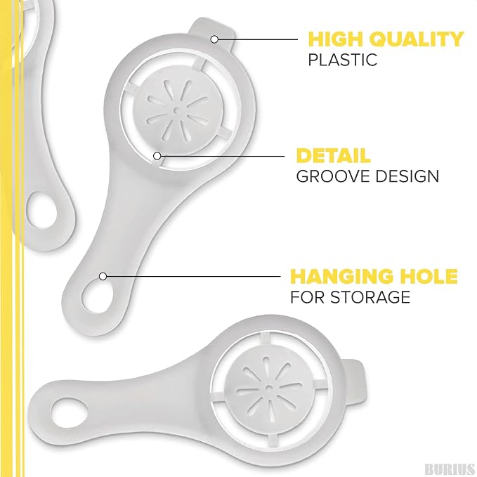 BURIUS Egg Yolk White Separator 3-Pack - Egg Divider Filter Tool - Kitchen Baking Gadget