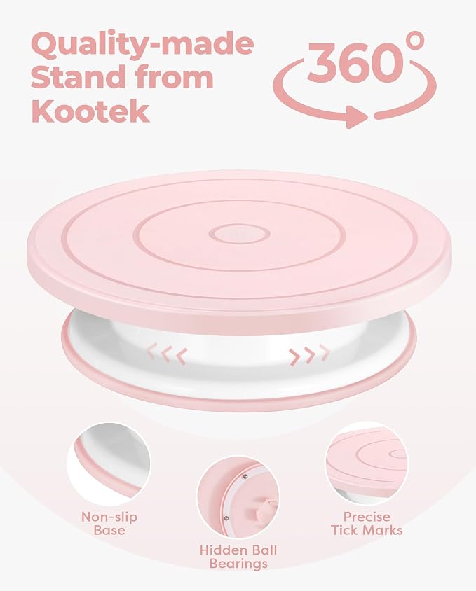 Kootek 158 Cake Decorating Kit Baking Supplies Tools for Beginners & Pros | Cake Stand Turntable, Icing Piping Tips, Disposable Reusable Pastry Bag, Spatulas, Video Tutorial, Pattern Chart