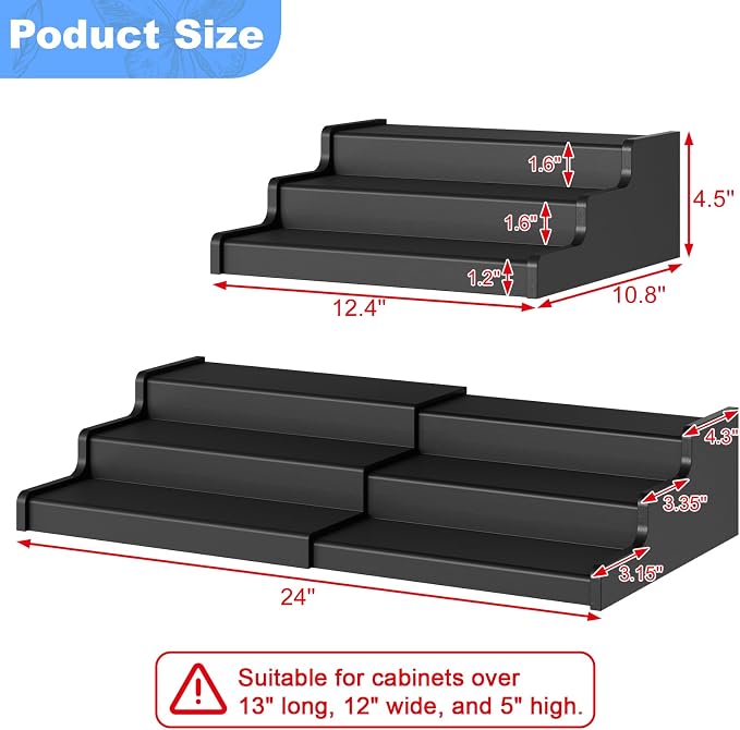 3-Tier Expandable Bamboo Can Organizer for Pantry, Holds 24 Cans, Black | Adjustable Can Storage Rack for Pantry, Can Holder for Kitchen Cabinets, Canned Food Soda Organizer, Black (Patent Pending)