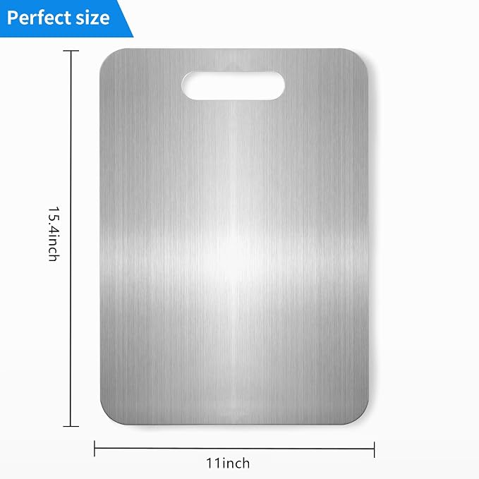 Titanium Cutting Board - 100% Pure Titanium Cutting Boards for Kitchen, Food Grade 304 Stainless Steel Cutting Board Set for Meat Fruit & Vegetable (15.4 * 11Inch)