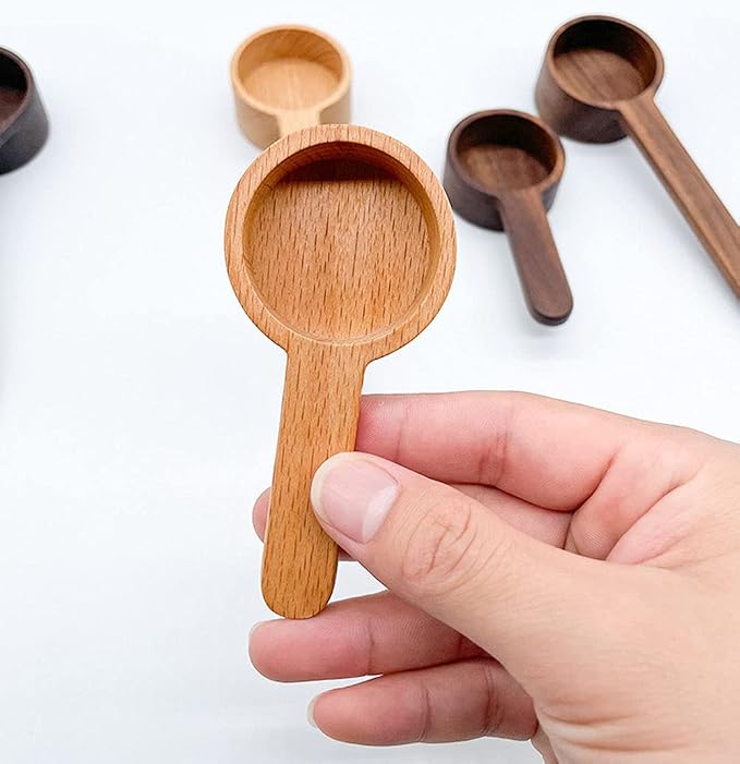 Coffee Spoons, CISHNOU Wooden Coffee Ground Spoon, Measuring for Ground Beans or tea, Soup Cooking Mixing Stirrer Kitchen Tools Utensils, 1 Wooden Tea Scoop(Wood Color)