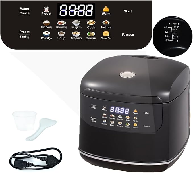 Mini Protable Smart Rice Cooker,2.1Quart 2L,6 Cups Cooked/3 Cups Uncooked | 400W Non-Stick Rice Maker with Steamer Basket,24 H Auto Keep Warm, Timer Delay, Fast Cooker for Dorm, Office & Small Families