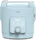 Martha Stewart 8 Cup Cooked (4 Cup Uncooked) Rice Cooker & Steamer, Blue | PFAS-Free Ceramic Nonstick Removable Pot, 9 Modes, Keep Warm, Steamer, White & Brown Rice, Quinoa, Grains, Oats, Easy Clean
