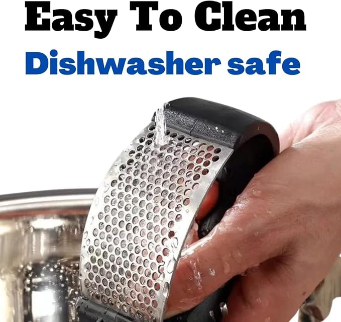 Garlic Press - Dishwasher Steel Safe Garlic Mincer Crusher with Peeler, Brush