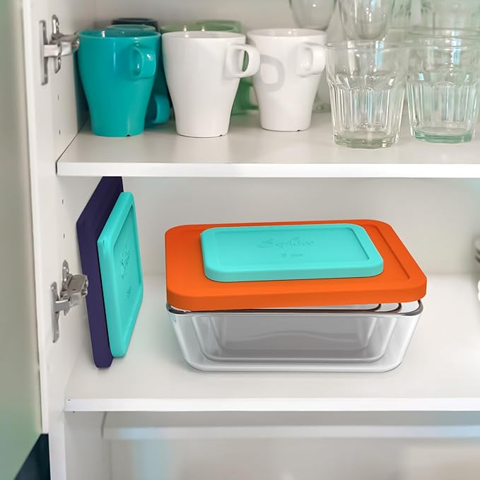 SOPHICO Rectangle Silicone Lids Replacement for Pyrex Glass Bowls 4 Pack | 3 cup lid X 2, 6 cup lid X 1, 11 cup lids X 1