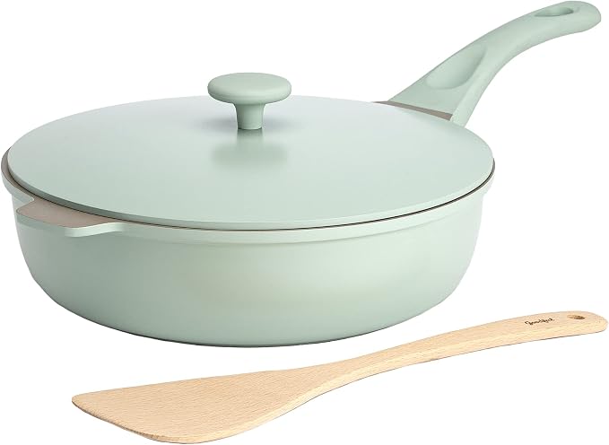 Goodful All-in-One Pan, Multilayer Nonstick Cookware Set, High-Performance Construction, Multipurpose Design Replaces Multiple Pots and Pans, Dishwasher Safe, 11-Inch, 4.4-Quart Capacity, Sage Green