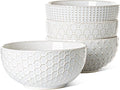 LE TAUCI Large Soup Bowl 42 OZ, Ceramic Kitchen Bowl Set for Soup, Pho, Chip, Pasta, Fruits, Salad, Noodle and Ramen- 7 Inch, Set of 4, Arctic white