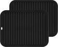 Silicone Hot Pads for Kitchen, Trivets for Hot Pots and Pans, Multi-Purpose Trivets for Quartz Countertops, Non Slip Trivet Mat, Silicone Mats for Kitchen Counter Pot Holders Set 2 Black