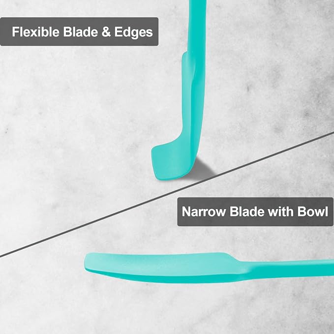 2-Pack Vovoly Silicone Jar Spatula, Long Handle Jar Spatulas, High Heat Resistant Small Rubber Spatula, Seamless Design, Stainless Steel Core, BPA Free, Teal