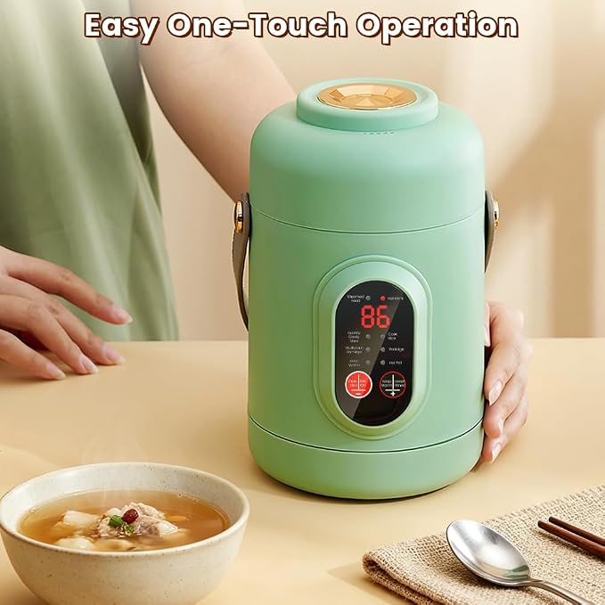 Rice Cooker Small, 500W Rice Maker, 12 Hours Timer Delay & Keep Warm Function, Mini Electric Pot, 800ML Mini Rice Cooker for Travel, Camping, Office (US Plug 110V), Green