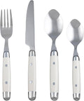 Cambridge Jubilee White 16-Piece 18/0 Silverware Set for 4, Flatware | mirror finish, dishwasher safe | includes knives, forks, and spoons | heavy duty, cutlery set for kitchen and dining