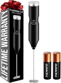 Zulay Kitchen Powerful Frother Wand AA Batteries Included, Ultra Fast Handheld Drink Mixer, Comfort Milk Frother, Stainless Steel Whisker, Frother Handheld for Coffee, Protein & Matcha - Frothmate 2.0