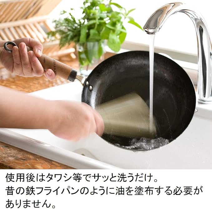 River Light Iron Frying Pan, Extreme Japan, 8.7 inches (22 cm), Induction Compatible, Made in Japan, Wok, Black