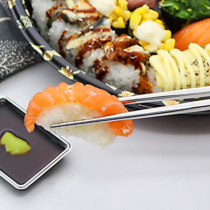 Travel Utensils Set with Case Reusable Portable Cutlery Set Stainless Steel 8pcs Including Dinner Knife Fork Spoon Chopsticks Straws(Silver) | Dishwasher Including Dinner Knife Fork Spoon Chopsticks Straws Travel Fork Spoon Knife for Work, School, Camp...