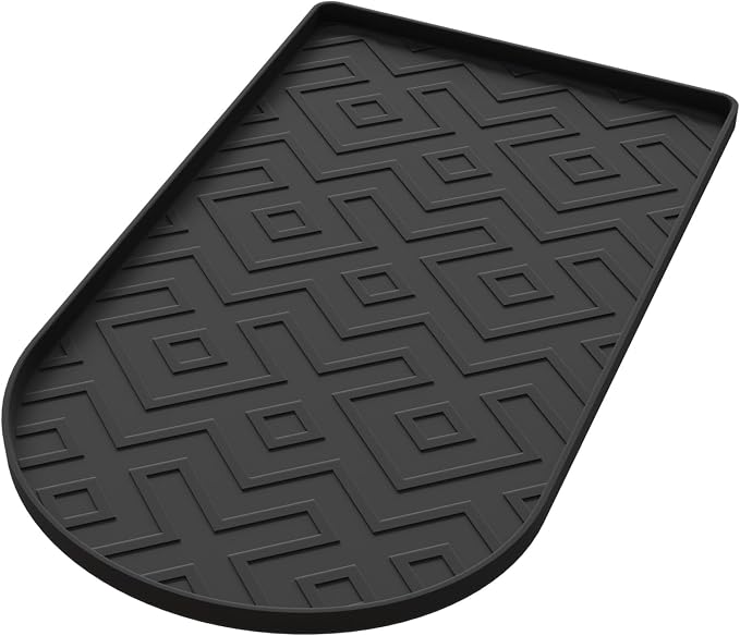 Silicone Coffee Mat,15.8"x 9.8"in Bar Mat for Countertop,Heat-Resistant,Non-Slip,Leak-Proof,Fit for Coffee Maker/Espresso Machine-Black