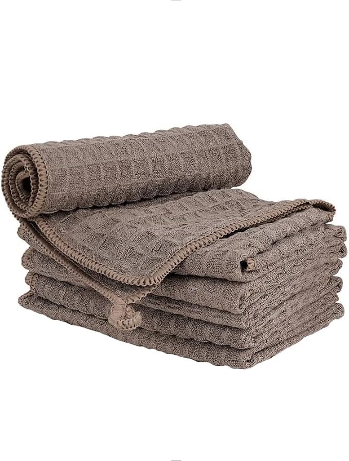 watchget 6 Pack Microfiber Espresso Barista Cleaning Towels, Light Brown | Professional 12"x12" Lint-free Rags; Highly Absorbent Cleaning Towels for Espresso Steam Wands & Coffee Bar Counters