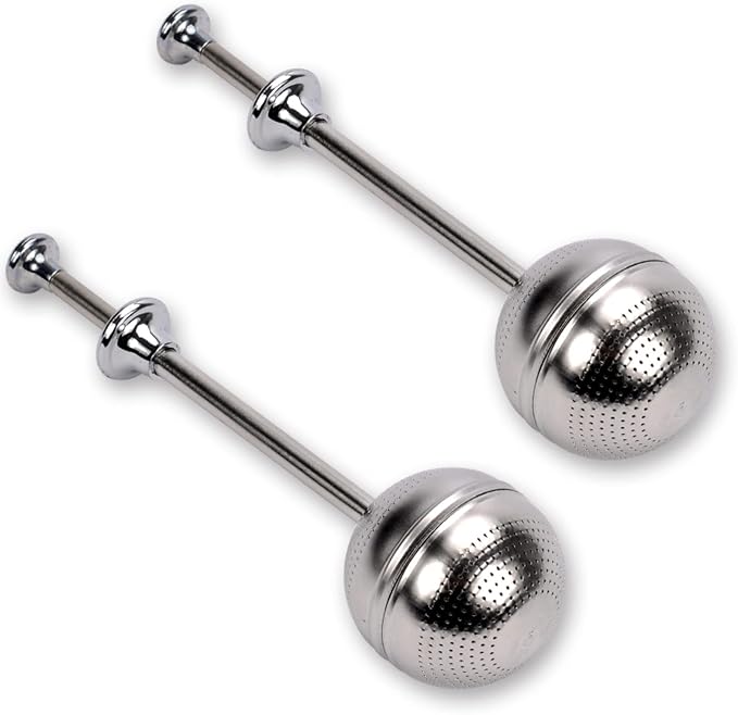 Long Handle Tea Ball, Tea Infuser for Loose Leaf Tea, 2Pcs | Fine Mesh Holes, Stainless Steel Ball, No Tea Residue, For Cup and Teapot, Tea Lover Gift, Free Clean Brush