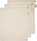 Reusable Grocery Produce Shopping and Storage Bags, Organic Cotton Muslin, Large 3 pack