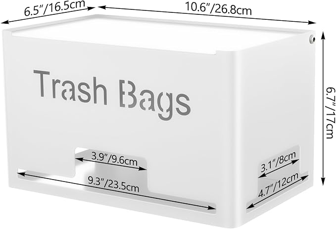 STWWO Extra Large Trash Bag Holder, Garbage Bag Dispenser Holder, White | Trash Bag Storage Organizer for Kitchen Laundry Room Under Sink, Metal Trash Bag Holder Dispenser Wall Mounted /Freestanding