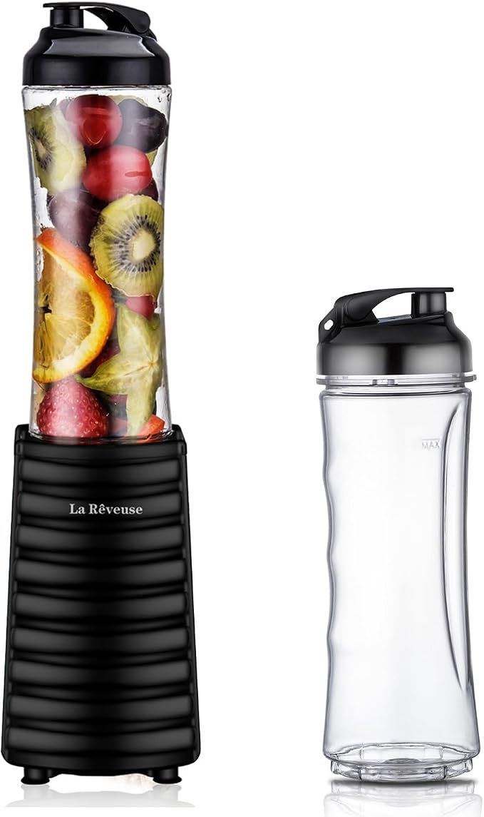 La Reveuse 300W Personal Size Blender (Black) + 18oz Replacement Bottle
