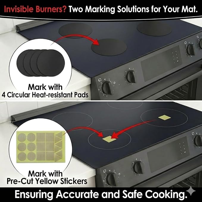 Extra-Large Translucent Induction Cooktop Protector Cover Mat 20.4" x 30.7 "(Magnetic) | 230°C (450℉) Heat-Resistant | Range Covers for Electric Stove | Multi-Use Silicone Mat (TSMGTS5)